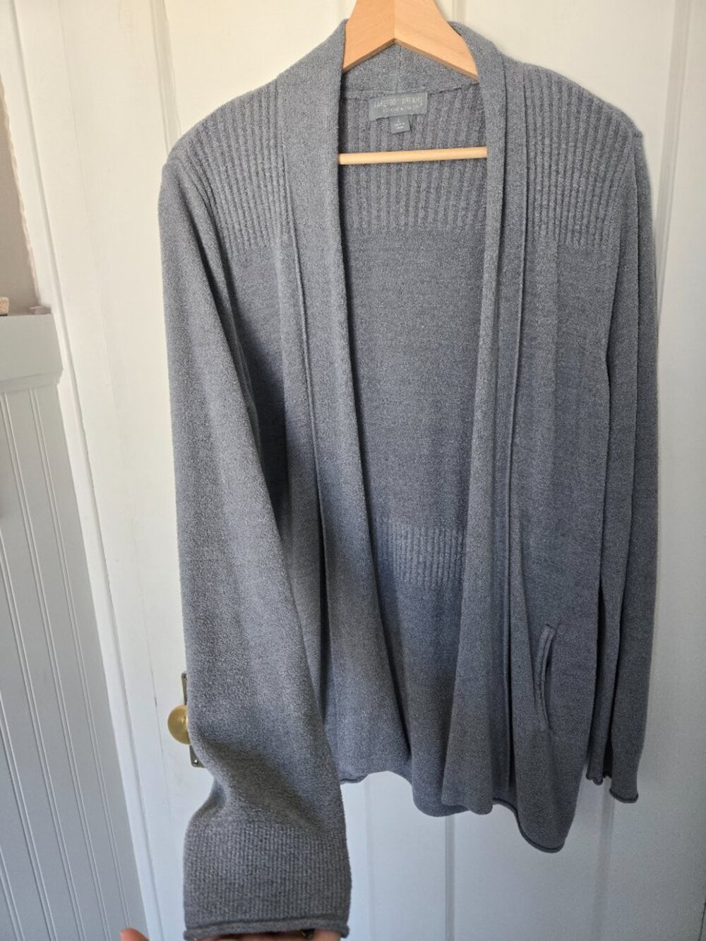 Barefoot Dreams Women's Cozychic Ultra Lite Cardi Size L Blue Open Cardigan Robe - Picture 3 of 10